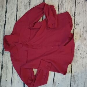 Reel Legends Women's Red Micro Light Long Sleeve Funnel Neck Snap Shirt M